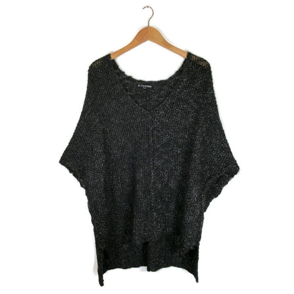 By Together You & I Pullover Sweater Sz 2X Dolman Sleeve Sparkle Mettalic Chunky